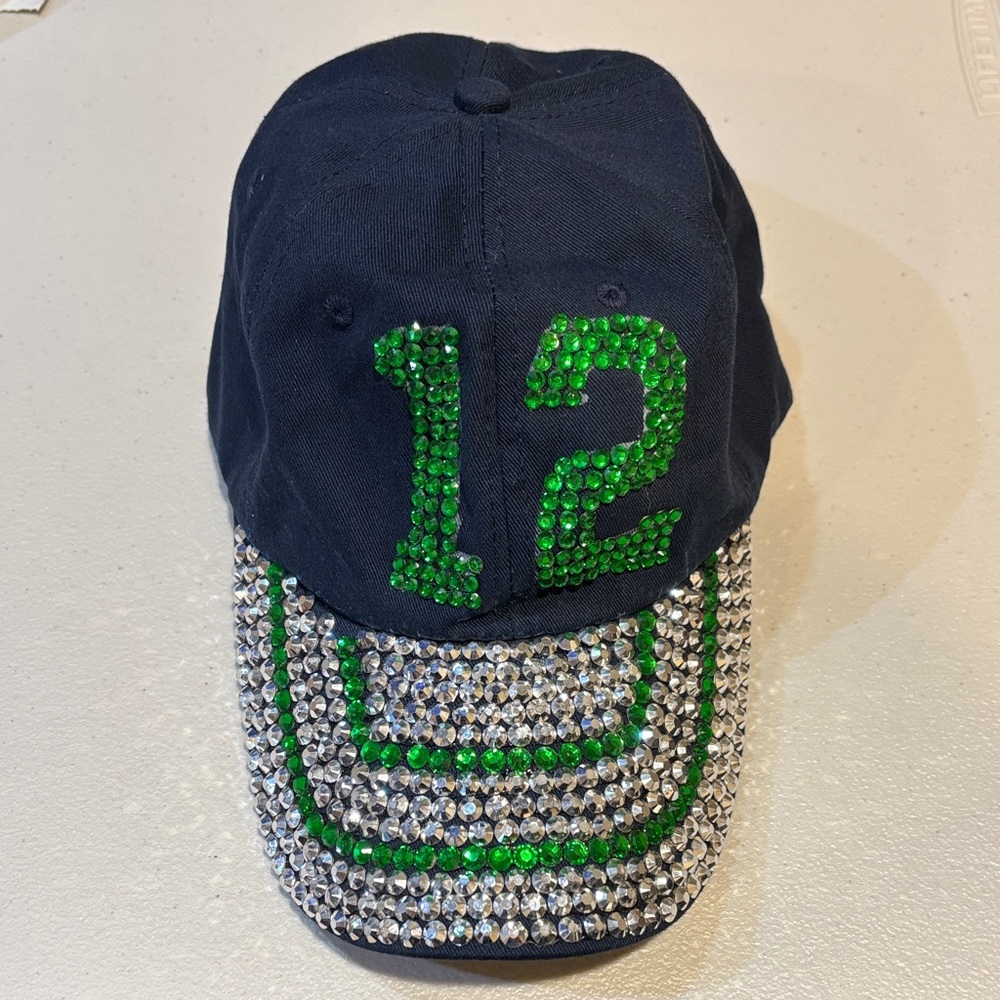 EUC Seahawks 12 Navy and Green Rhinestone Cotton Cap